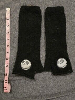 Nightmare Before Christmas Knit Black Fingerless Mid Length Gloves